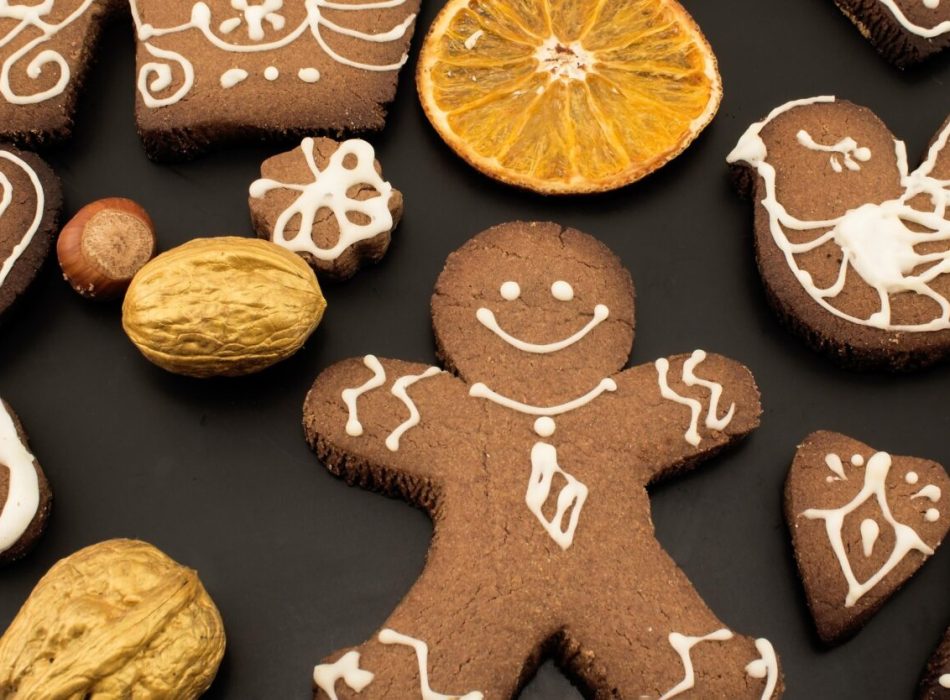 Gingerbread  Cookies on a Black Background.
