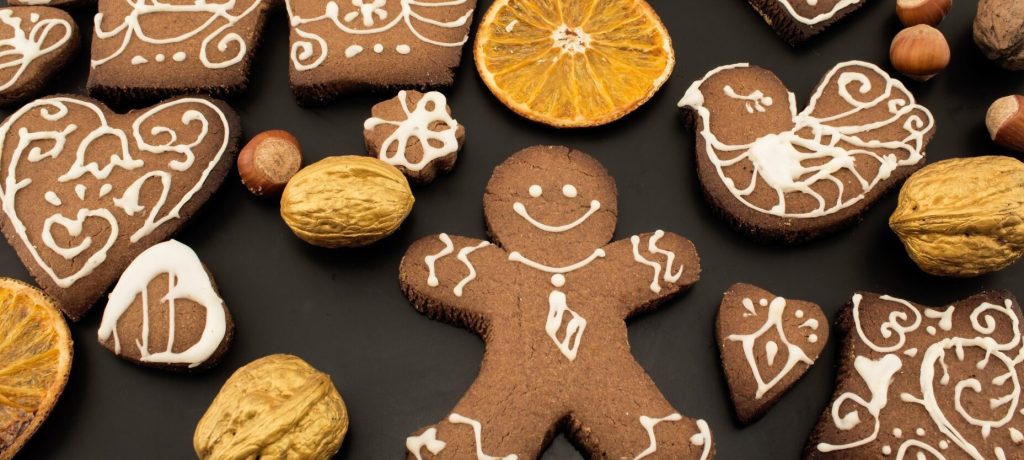 Gingerbread  Cookies on a Black Background.