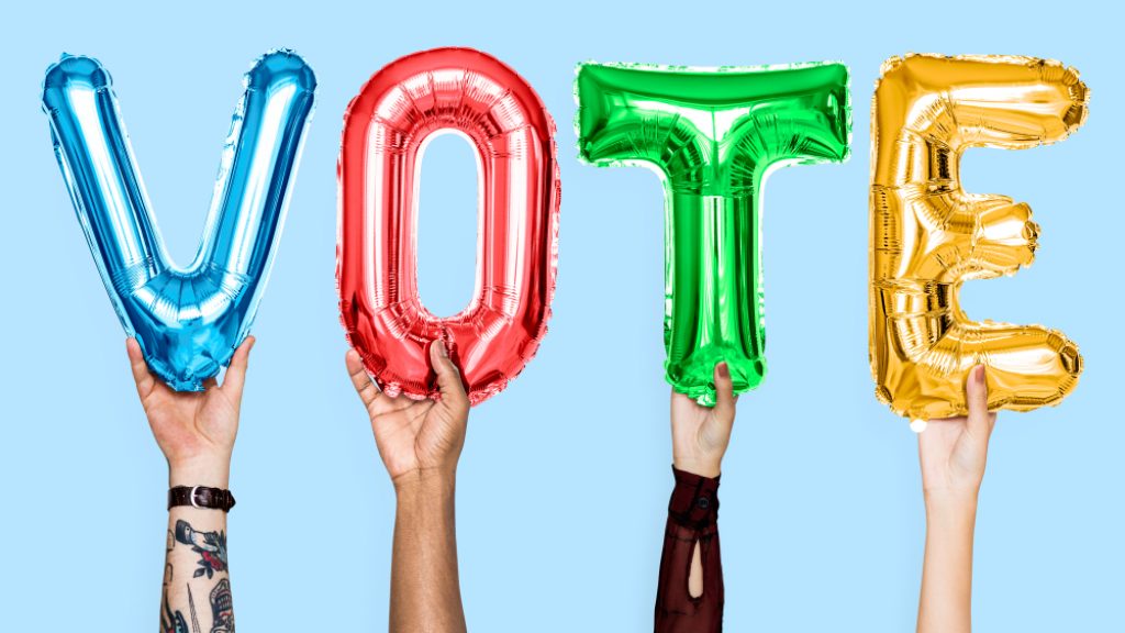 Colorful,Alphabet,Balloons,Forming,The,Word,Vote